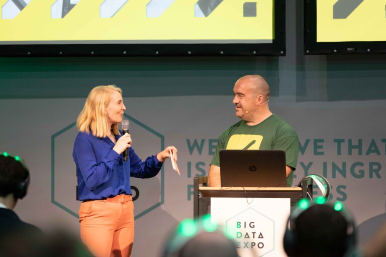 Dagvoorzitter en spreker Justine Wolters van Tech SpeakHers op de Big Data Expo